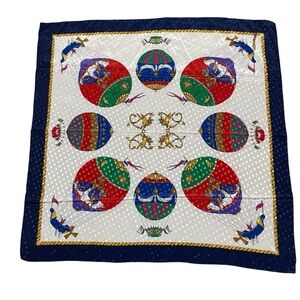 Women's Square Satin Scarf Head Neck Shoulder Tie Hot Air Balloons Blue Red Gold